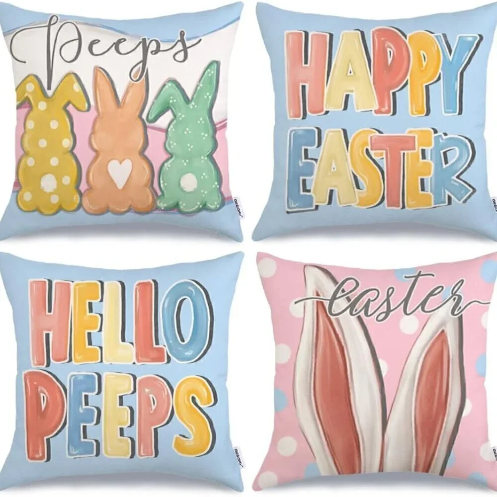 Happy Easter Pillow Covers 20x20 Inch Set of 4 / BRAND NEW